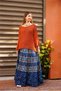 Navy Blue Color Ethnic Patterned Wrapped Skirt - 5