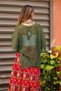 Khaki Color Asymmetrical Mercerized Blouse with Piece Detail - 5