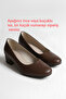 Genuine Leather Brown Low Heeled Square Toe Classic Stewardess Shoes - 2