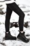 Black Round Toe Women's Snow Boots 06406 - 2