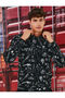 Printed Hooded Sweatshirt with Fleece-Lined Pocket Detail - 3