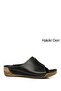Black Heel Genuine Leather Sole Women's Slippers 42313