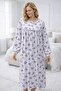 Cotton Fabric, Wide Cut Sleeves, Buttoned Waist, Patterned Mother's Nightgown
