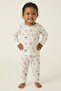 White Patterned Baby Girl 100% Cotton Pajama Set - Soft Patterned Long Sleeve Sleep Set