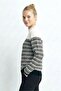 Women - Patterned Knit Sweater – Crew Neck, Comfortable Fit - Black and White - 5