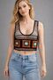 Colorful Motif Mesh Crop Bustier - 2