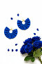 Gold Color Hoop Dangle Earrings – Cobalt Blue Fabric Beaded Design - 7