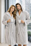 Hooded Pockets 100% Cotton Beige Women's Men's Bathrobe Towel Bathrobe - 6