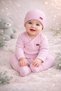 7 Pieces 100% Cotton Terry Fabric Pink Color Newborn Baby Girl Hospital Release (with Blanket)