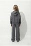 Girl's Gray Wide-Leg Hooded Pocketed Sim Detailed Fabric Top and Bottom Tracksuit Set - 8