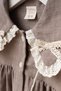Lace Detailed Baby Collar Linen Baby Girl Dress with Bag Brown - 4
