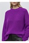 Women's Oversized Thick Knit Sweater – Soft Texture – Purple - 3