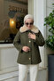 Khaki Fur Collar Lined Cashmere Jacket Coat 2121 - 4