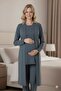 Women's Anthracite Adjustable Waist Maternity 3-Piece Pajama Set with Hidden Nursing Feature