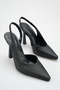 Black Satin Women's Heeled Shoes 10 cm Stiletto - 5