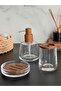 Natural Wood Touch Glass Bathroom Set 3 Pieces