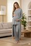 Women's Gray Concealed Nursing Feature Adjustable Waist Maternity 3-Piece Pajama Set - 2