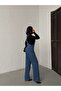 Long Blue B Wide-Leg Bahçevan Jumpsuit - 3