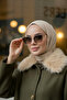 Khaki Fur Collar Lined Cashmere Jacket Coat 2121 - 5
