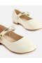 Girls Cream Pearl Embellished Heel Ballerina - 3