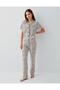 Women's Cotton Modal Pajama Set – Button down Short Sleeve Shirt Collar and Long Bottom, Striped