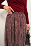 Women's Shawl Patterned High Waist Elastic Chiffon Maxi Length Long Skirt Burgundy - 2