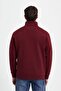 Men's Relax Fit Comfortable Cut Cotton Half Zipper Printed Claret Red Sweatshirt - 6