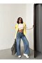Belt Chain Stone Washed Broad Leg Jeans