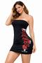 Women's strapless Stretch Fabric bodycon Printed black mini dress - 3