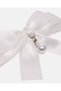 Girls White Ribbon Hair Clip with Pearl Charm - 2