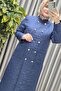 Women's Clothing Plus Size Quilted Metal Buttoned Double-Breasted Cap - 7