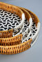 Set of 3 Oval Black and White Patterned Wicker Trays - 4