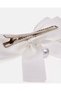Girls White Ribbon Hair Clip with Pearl Charm - 4