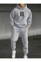 MEN'S PAUSE Top and Bottom Set Fashion Print Designed Trend Hooded Sweatshirt