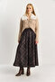 Women's Dark Brown Plaid Patterned Velvet Textured A-Line Maxi Skirt De251137 60283918 - 6