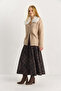 Women's Dark Brown Plaid Patterned Velvet Textured A-Line Maxi Skirt De251137 60283918 - 3