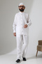 Men's Muslin Judge Collar Shirt and Pants Two-Piece Set, Modern Hajj Umrah Outfit - White (Vşn) - 5