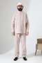 Men's Muslin Hakim Collar Shirt and Pants Two-Piece Set, Modern Hajj Umrah Outfit - Cream (Vşn) - 3