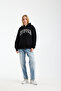 Women's Tops Stone Printed Hooded Kangaroo Pocket Zippered Three Thread Sh Fleece-Lined O Oversized Sweatshirt - 5