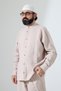 Men's Muslin Hakim Collar Shirt and Pants Two-Piece Set, Modern Hajj Umrah Outfit - Cream (Vşn) - 6