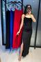 Chain Strap Side Slit Dress - Black Black