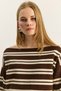 Women's Brown Boat Neck Striped Knitwear Sweater 34105 60283909 - 7
