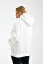 Women's Tops Stone Printed Hooded Kangaroo Pocket Zippered Three Thread Sh Fleece-Lined O Oversized Sweatshirt - 2