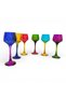 Set of 6 Colored Glass Cups – Multi-Colored Stemware Set - 3