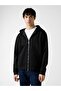 Long Sleeve New Technical Flexible Zippered Hooded Men's Black Tracksuit Top M6Rq05Kd132-Jblk