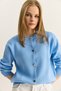 Women's Baby Blue Heart Buttoned Crew Neck Knitwear Cardigan 60283628 - 6