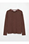 Brown Crew Neck Polka Dot Women's Pajama Set