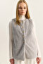 Women's Gray Soft Textured Bearded Button Detailed Lined Vest 60282043 - 5