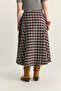 Women's Coffee and Navy Blue Plaid Patterned Pocket Detailed A-Line Long Skirt 60283870 - 8