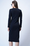 Dark Navy Blue Crew Neck Midi Length Knitted Dress Alc-X14774 - 6